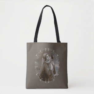 Vintage Madonna and Child with Silver Frame Tote Bag