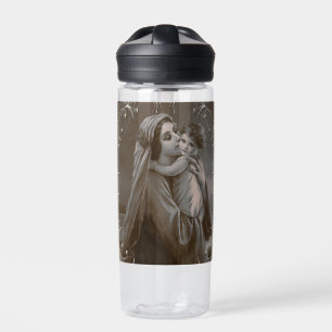 Vintage Madonna and Child with Silver Frame Water Bottle