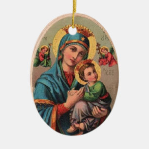 Vintage Madonna & Child Ceramic Tree Decoration