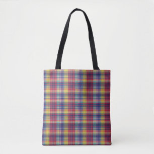 Vintage Madras Plaid Pattern Tote Bag