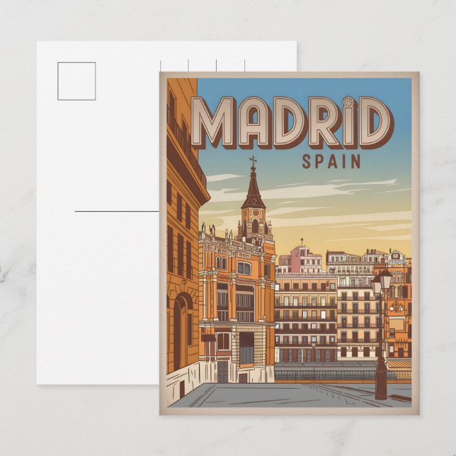 Vintage Madrid Spain sky view souvenirs, gifts Postcard (Front/Back)