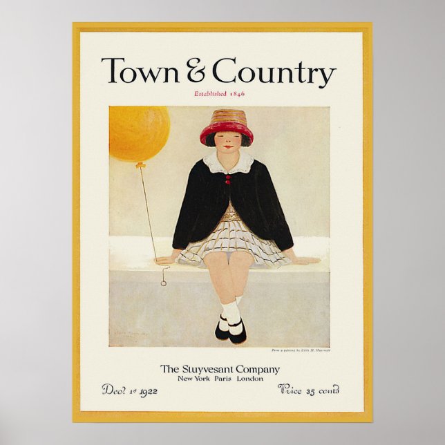 Vintage Magazine Cover Yellow Balloon Girl 1922 Poster (Front)