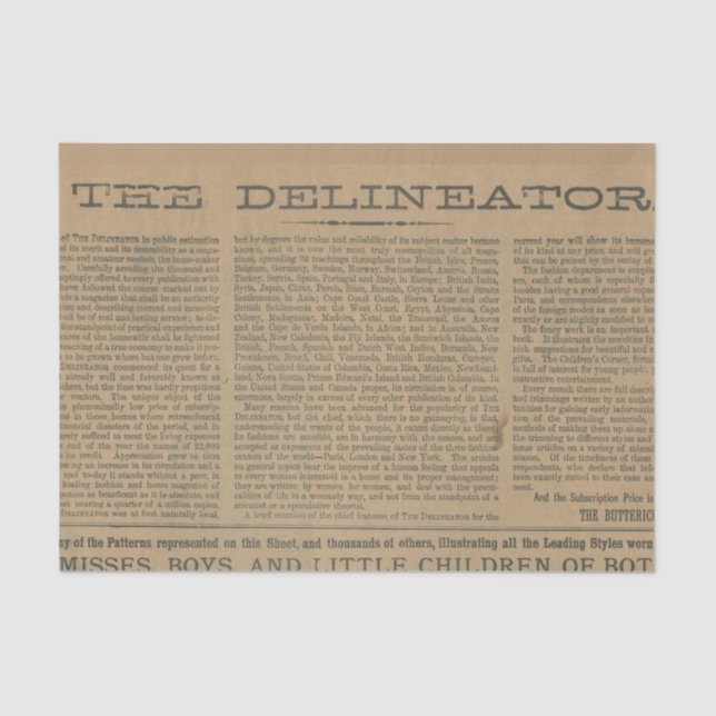 Vintage Magazine Newsprint Tissue Paper (Front)