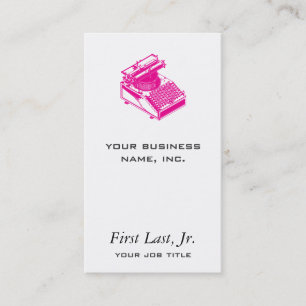 Vintage Magenta Typewriter Author Business Card