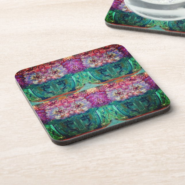 Vintage Magenta Vase Painting Abstract Coaster (Left Side)