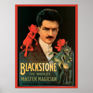 Vintage Magic Poster, Great Blackstone Magician Poster