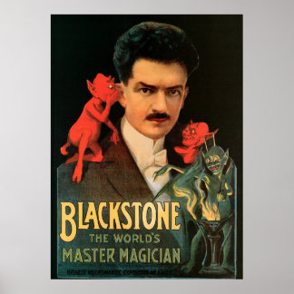 Vintage Magic Poster, Great Blackstone Magician Poster