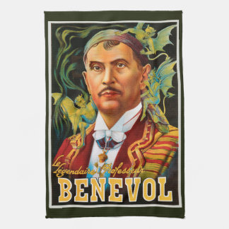 Vintage Magic Poster, Legendary Professor Benevol Tea Towel