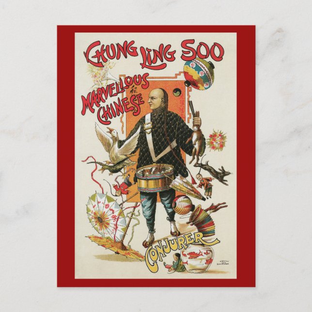 Vintage Magic Poster, Magician Chung Ling Soo Postcard (Front)