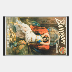 Vintage Magic Poster, Magician Frederick Bancroft Rectangular Sticker