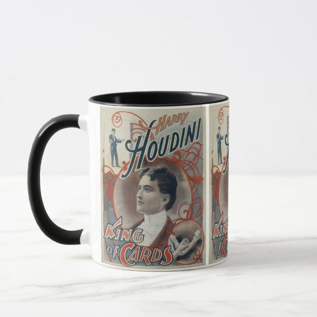 Vintage Magic Poster, Magician Harry Houdini Mug (Left)