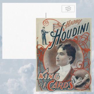 Vintage Magic Poster, Magician Harry Houdini Postcard