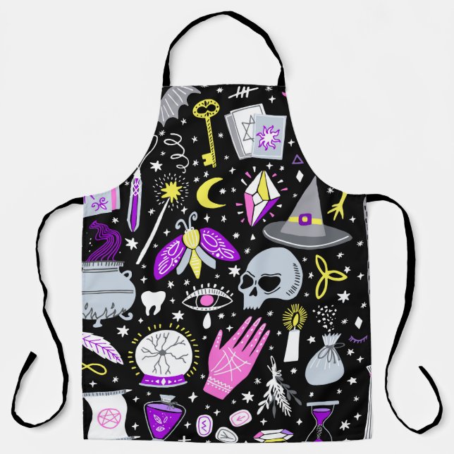 vintage magic witch seamless pattern. Witchcraft b Apron (Front)