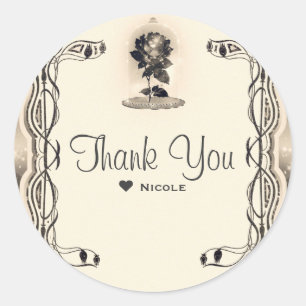 Vintage Magical Enchanted Rose Wedding Party Classic Round Sticker