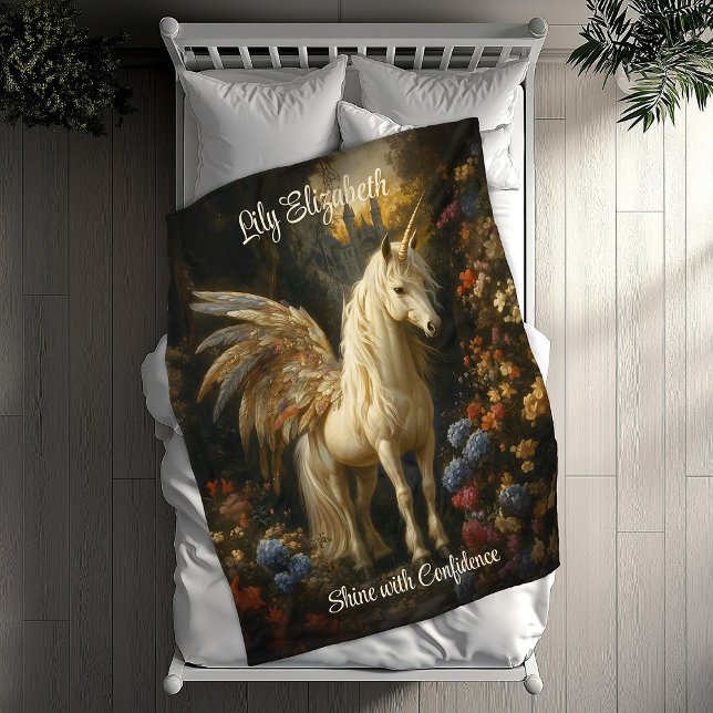 Vintage Magical Fairytale Pegasus Nursery Fleece Blanket (Creator Uploaded)