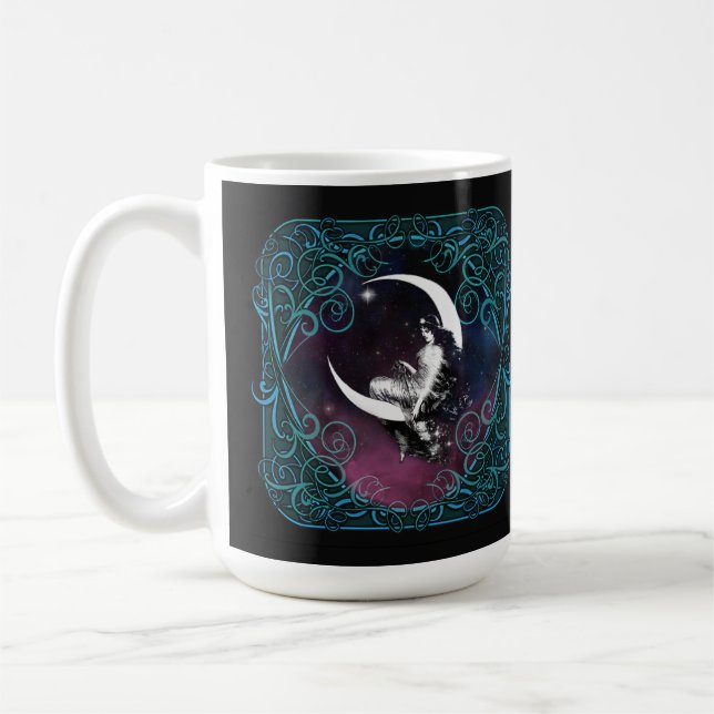 Vintage Magical Moon Woman Coffee Mug (Left)