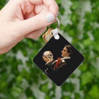 Vintage Magician, Thurston Holding a Human Skull Key Ring