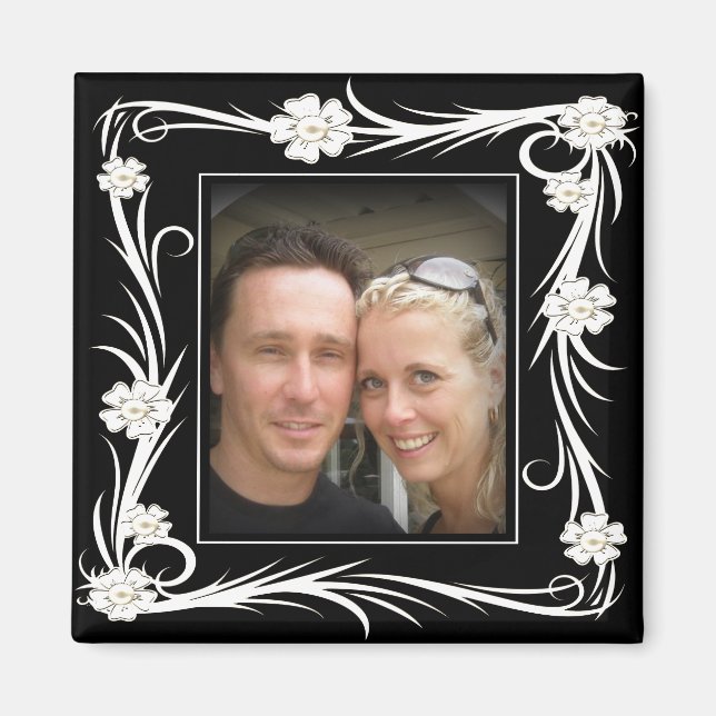 Vintage Magnet Vintage Floral Add Your photo (Front)