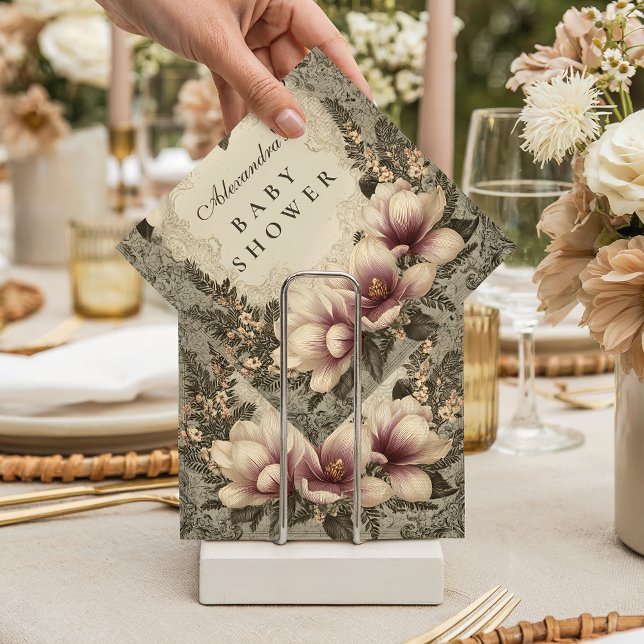 Vintage Magnolia Baby Shower Napkin (Creator Uploaded)