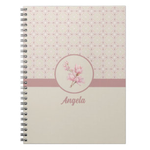 Vintage Magnolia Beige Ephemera Pattern Notebook