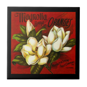 Vintage Magnolia Citrus Orange Crate label Tile