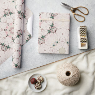 Vintage Magnolia Floral Ephemera Pattern Wrapping Paper