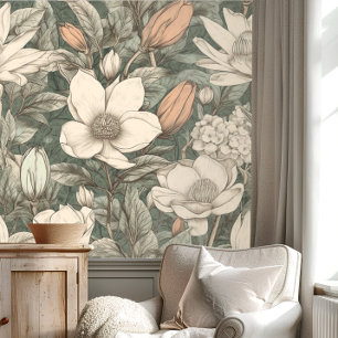 Vintage Magnolia Floral Wallpaper