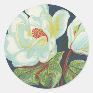 Vintage Magnolia Flower Classic Round Sticker