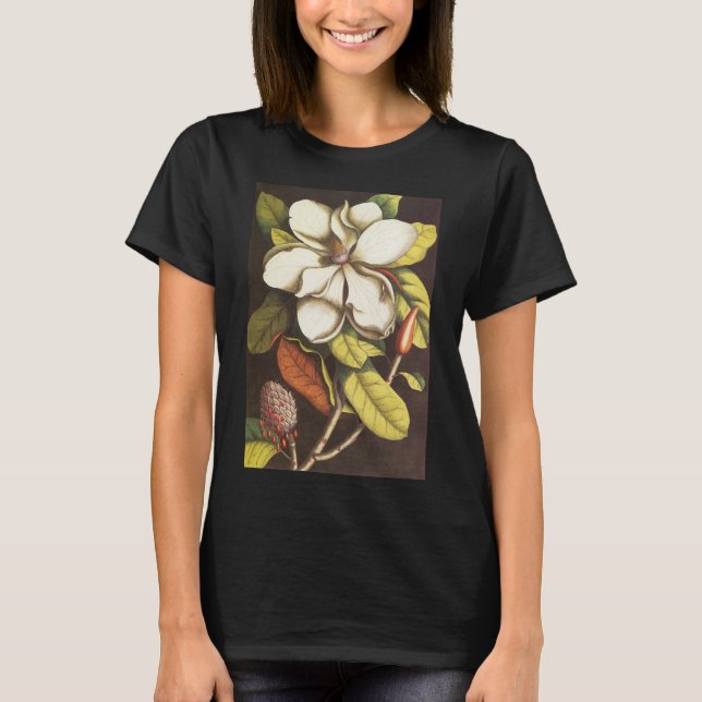 Vintage Magnolia Flowers Plant With Seeds T-Shirt (Front)