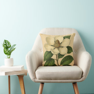 Vintage Magnolia on Weathered Paper Cushion
