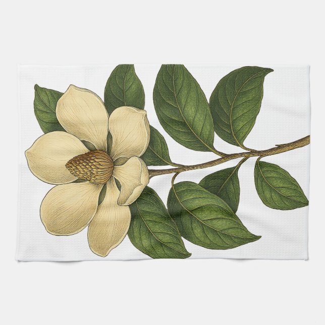Vintage Magnolia Tea Towel (Horizontal)