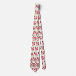 Vintage Magnolia Tree Blossom, Pink Garden Flowers Tie