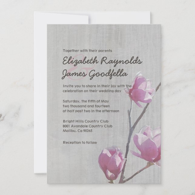 Vintage Magnolias Wedding Invitations (Front)