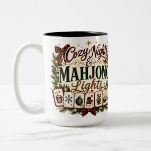 Vintage Mahjong Cosy Night Two-Tone Coffee Mug