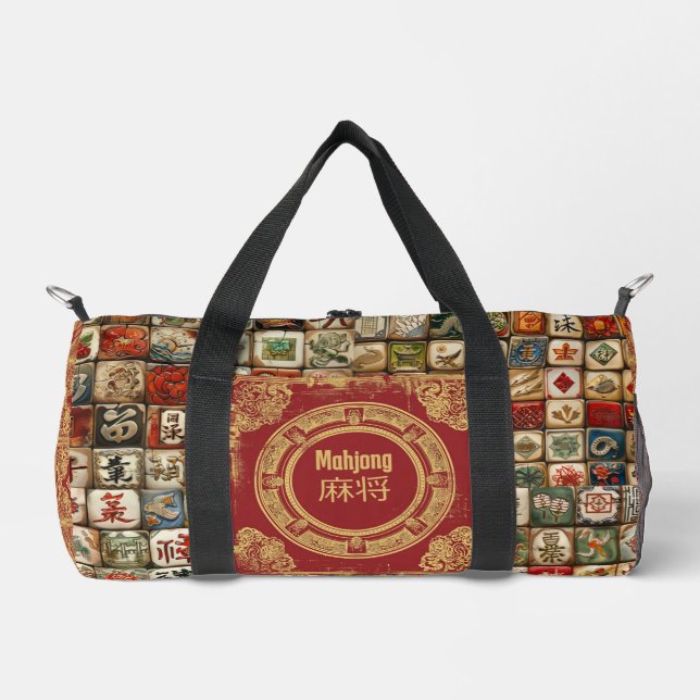Vintage Mahjong Designs Duffle Bag (Front)