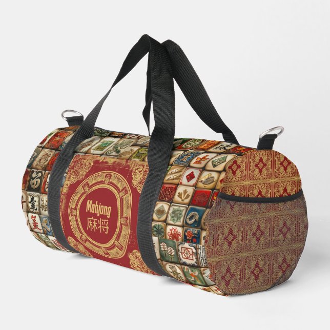 Vintage Mahjong Designs Duffle Bag (Right Corner)