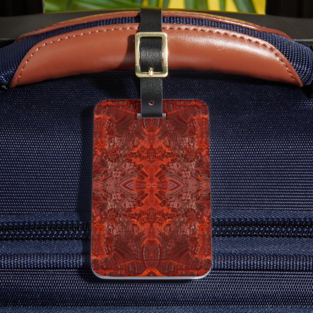 Vintage Mahogany Texture Pattern Luggage Tag (Front Insitu 2)