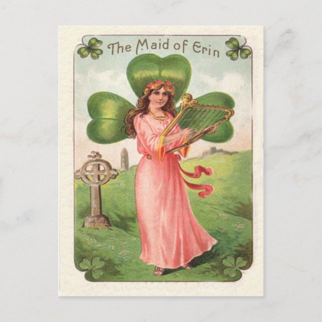 Vintage Maid of Erin St Patrick's Day Card (Front)