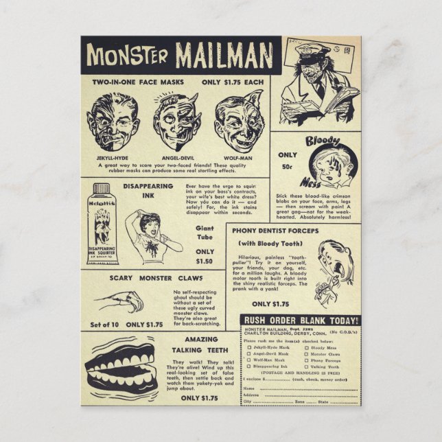 Vintage Mail Order Advertisement Postcard (Front)