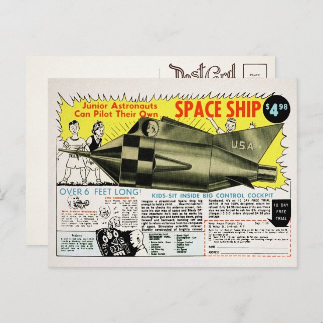 Vintage Mail Order Space Ship Postcard (Front/Back)