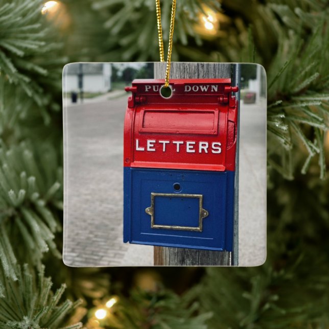 Vintage Mailbox Ceramic Ornament (Tree)