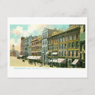 Vintage Main Street, Worcester, Massachusetts Postcard