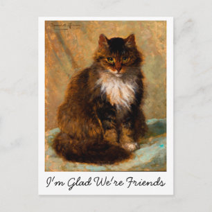 Vintage Maine Coon Cat Art I'm Glad We're Friends Postcard