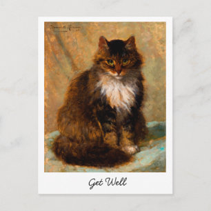 Vintage Maine Coon Cat Fine Art Get Well          Postcard
