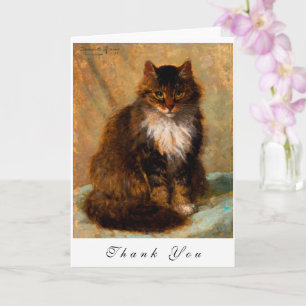 Vintage Maine Coon Cat Painted Portrait Thank You Card