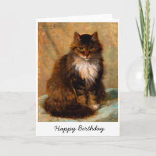 Vintage Maine Coon Cat Portrait Happy Birthday Card