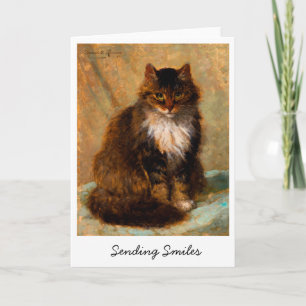 Vintage Maine Coon Cat Sending Smiles Card