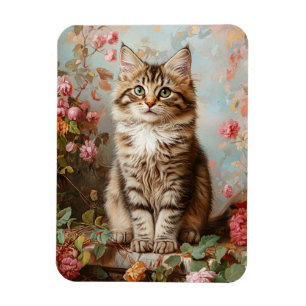 Vintage Maine Coon Kitten Painting Magnet