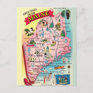 Vintage Maine Greetings Postcard