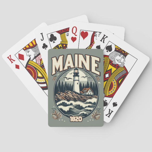 Vintage Maine Lighthouse Playing Cards (Back)